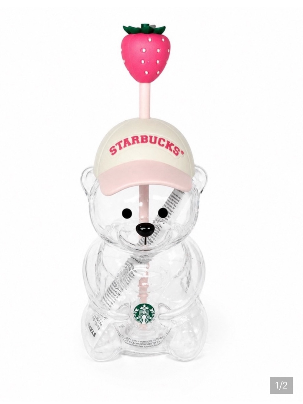 Starbucks Limited edition pink strawberry barista, bear glass cup 🍓💗